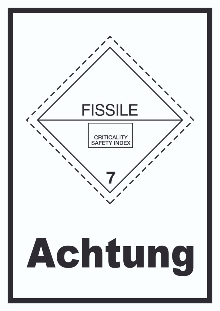 Schild spaltbare Stoffe Achtung Fissile hochkant A5 (148x210mm)