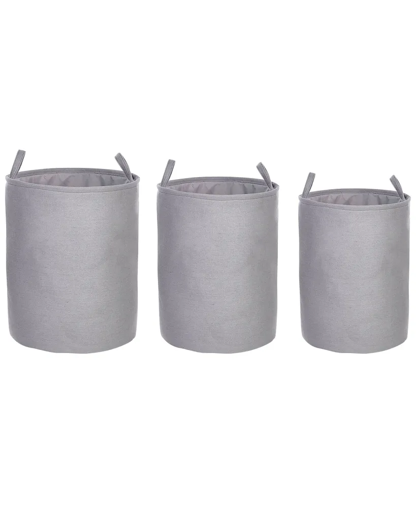 Organisateur de linge lot de 3 paniers gris avec cordon pour buanderie
