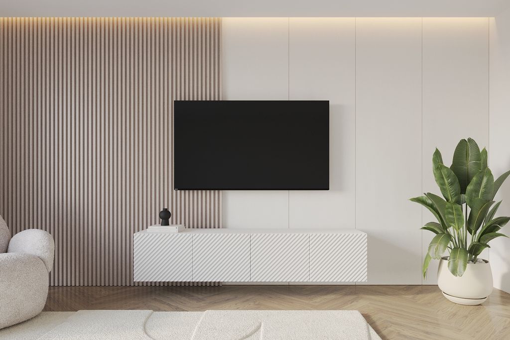ALTDECOR TV-Schrank ZENO-W mit Gefrästen Fronten 2x100x40x40 Lowboard hängend, TV Möbel, TV Cabinet, Fernsehtisch, Fernsehschrank, TV Kommode, T...
