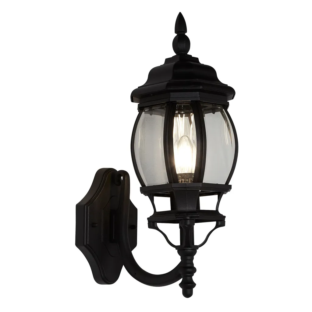 Applique murale Bel Aire rustique noir IP23 culot E27 pour l'extérieur