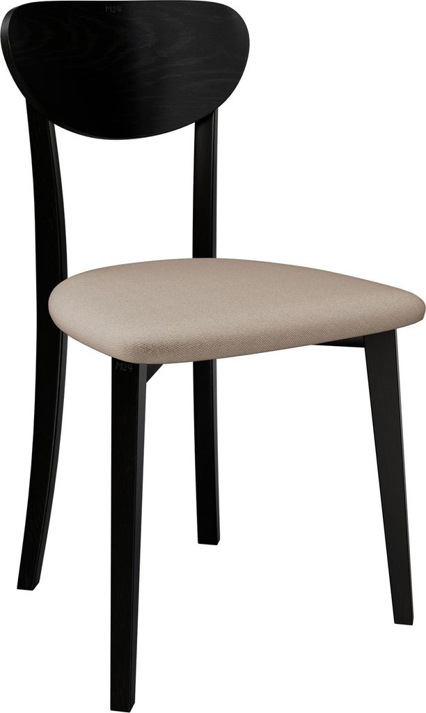 MIRJAN24 Stuhl Hugo New VII, Esszimmerstuhl aus Buchenholz, 47x48x86 cm (Holzfarbe: Schwarz, Stofffarbe: Paros 02)