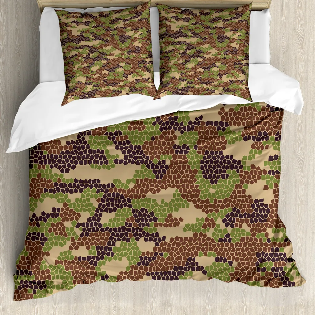 Set Copripiumino Mosaico Camo 200x200 - ABAKUHAUS Luxury Bedding