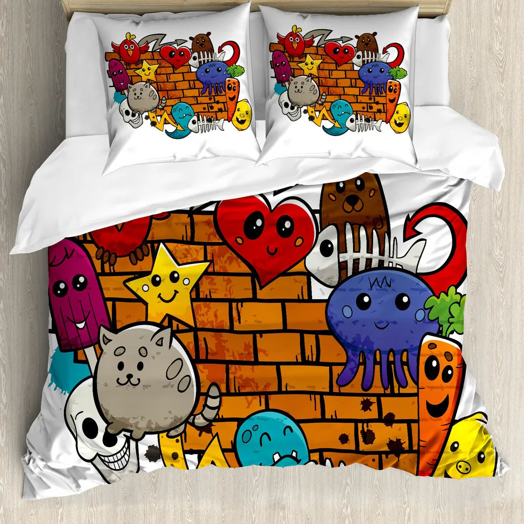 ABAKUHAUS Copripiumino Graffiti 155x220: Comfort Antiacaro e Design