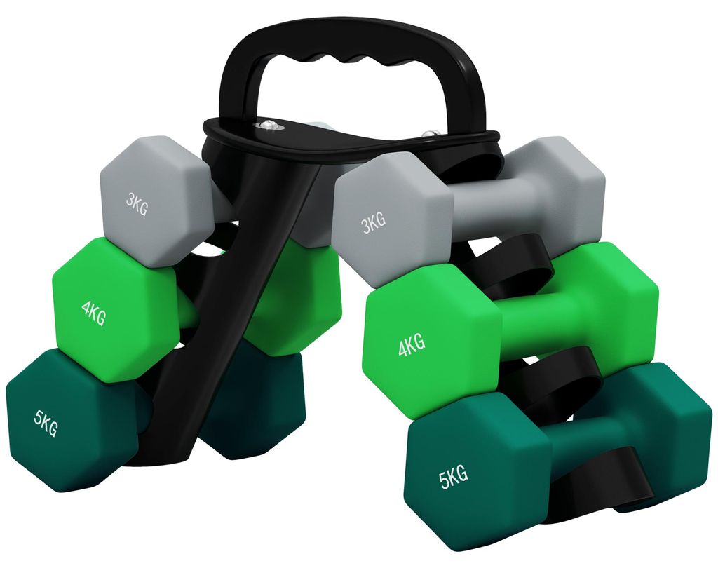 SPORTNOW 6er-Set Kurzhantel 2 x 3 kg, 2 x 4 kg, 2 x 5 kg, Produktbild 