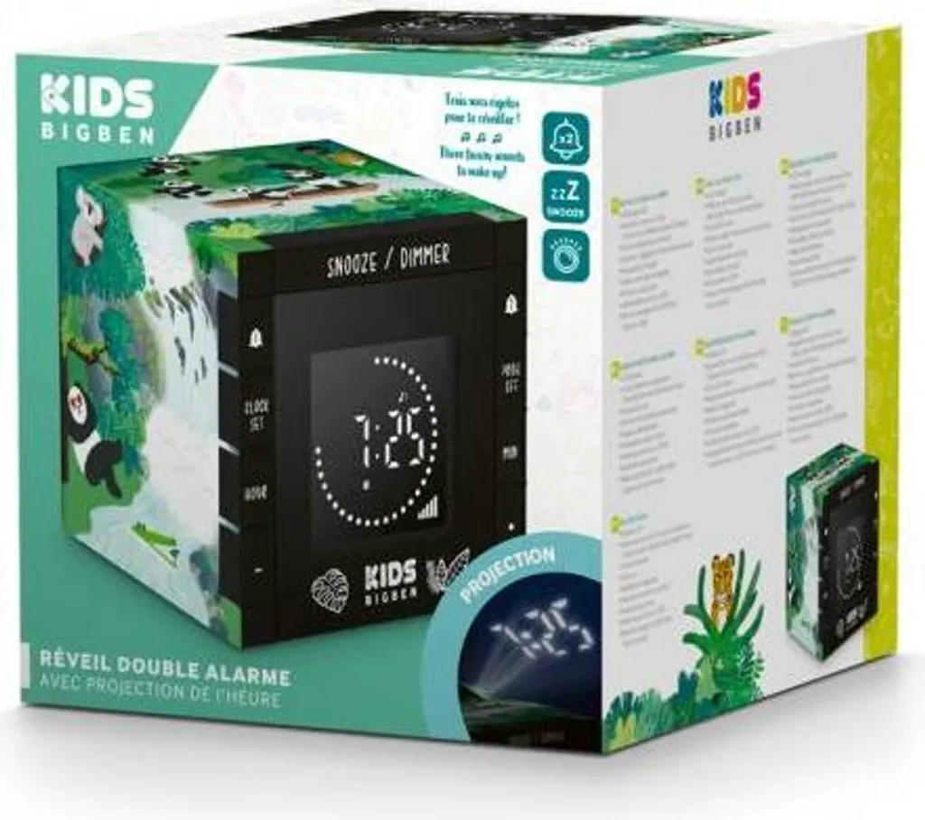 Réveil Enfant avec Projecteur Plafond Design Panda R70 Noir et Blanc