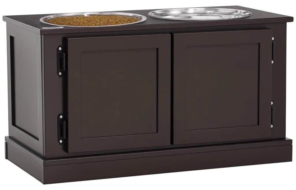 Meuble Gamelle Chien en Acier avec Stockage Croquettes de 29,5 Litres