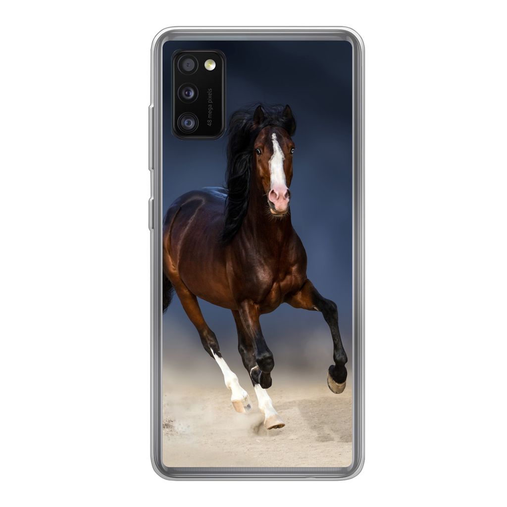MuchoWow Handyhülle Schutzhülle Hülle für Samsung Galaxy A41 Pferde - Tiere - Sand Silikon Softcase Handy Hülle - Mobiltelefon