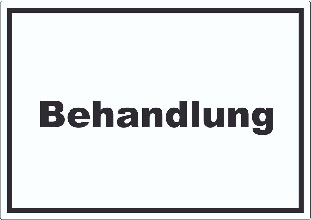 Behandlung Aufkleber mit Text Behandlungsraum waagerecht A4 (210x297mm)