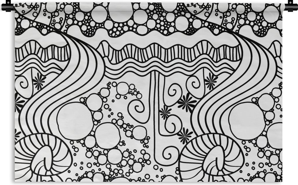 MuchoWow Wandteppich Wandbehang Muster - Abstrakt - Linienkunst - Schwarz und Weiß 60x40 cm Tapisserie Dekoration Wandtuch - Wanddekorationen