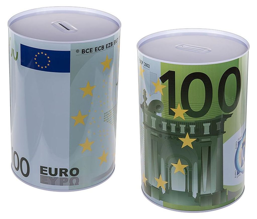 Jumbo kovová pokladnička na peniaze 100 € Poznámka Obrázok produktu 