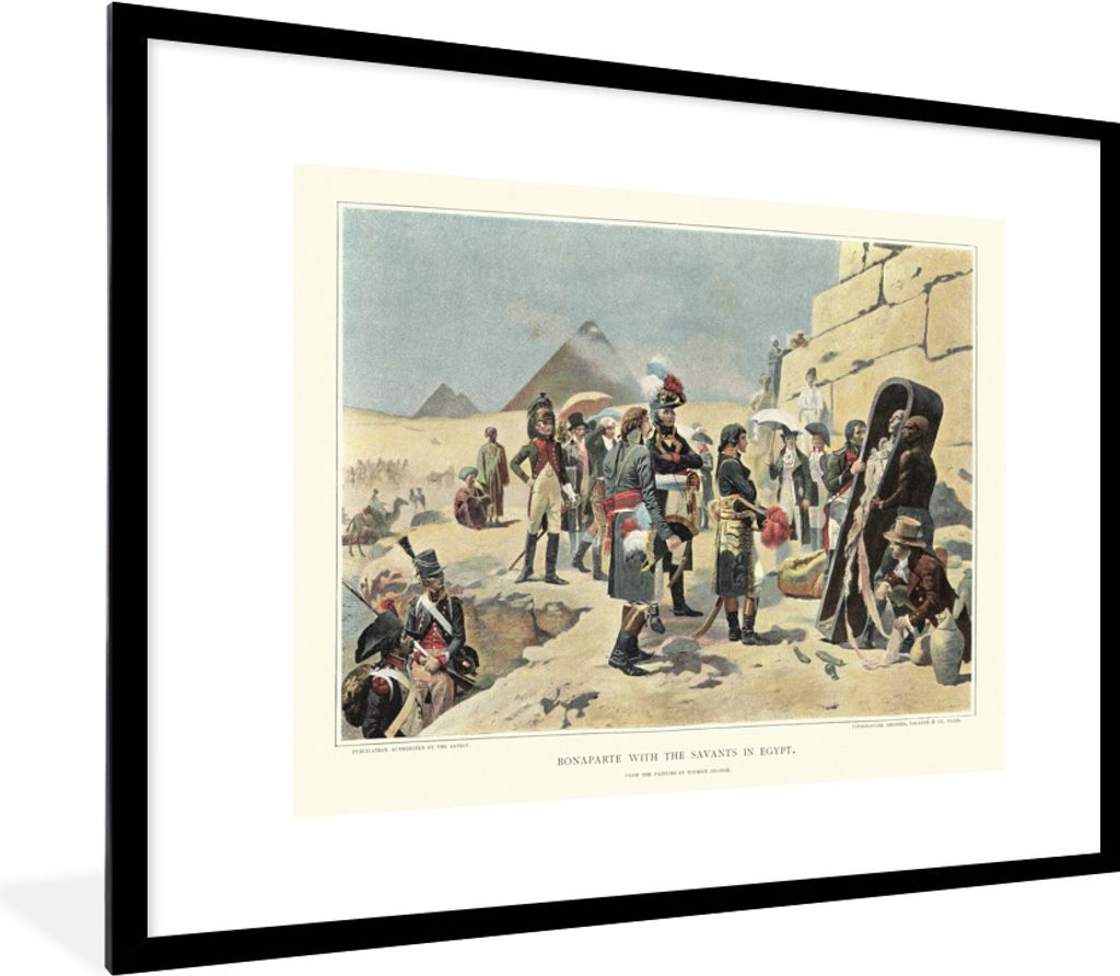 MuchoWow Gerahmtes Poster Illustration von Napoleon Bonaparte stehend in Ägypten 80x60 cm - Poster mit Schwarzem Bilderrahmen Wandposter Rahmen ...