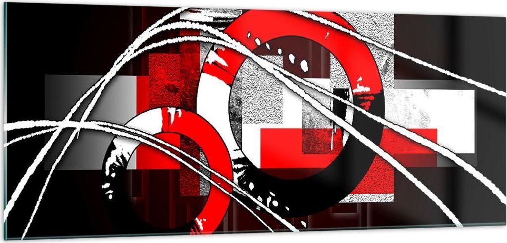 Bilder auf glas - Grafische komposition geometrisch zahlen - 100x40cm - Glasbilder - Wandbilder - Kunstdruck - Wanddekoration aus Glas - Glas Bilde...