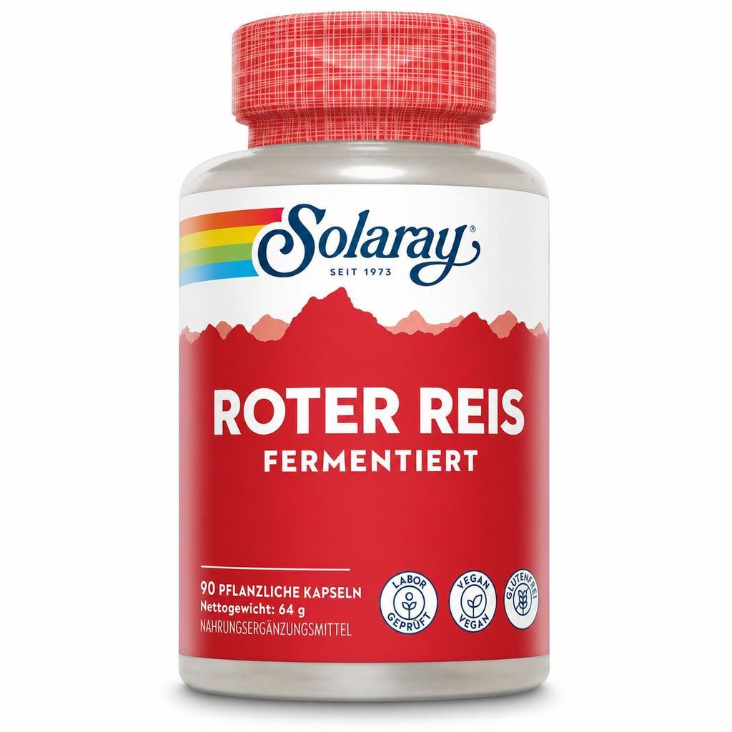 Solaray Roter Reisextrakt (Red Yeast Rice) – 90 vegane Kapseln –Hochdosierter Fermentations-Extrakt aus Monascus purpureus – Mit natürlichem...