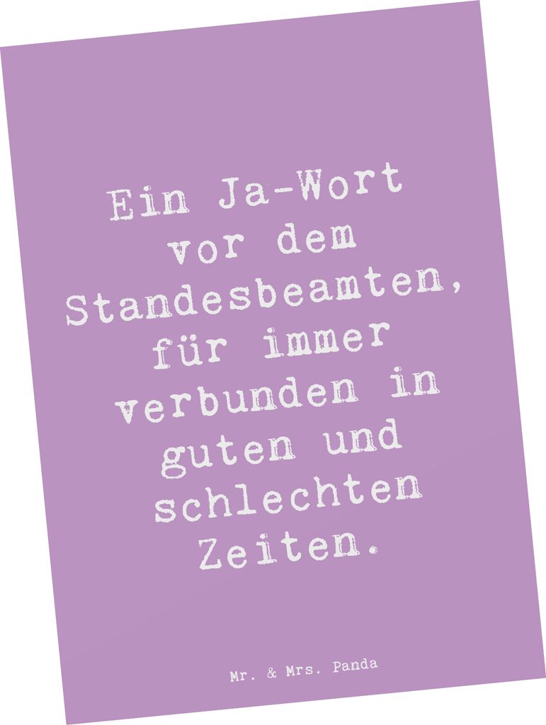 Mr. & Mrs. Panda Ansichtskarte Spruch Standesamtliche Trauung Versprechen - Lavendeltraum - Geschenk, Kunstkarten, Verbundenheit, Grußkarte, Postk...
