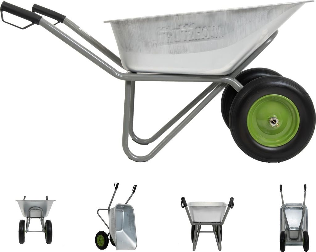 2-Rad Schubkarre verzinkt 150L Gartenkarre Baukarre kippsicher PolyurethanRäder pannensicher