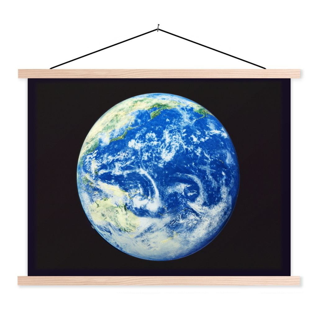 MuchoWow Textilposter Satellitenbild eines Ozeans auf der Erde 120x90 cm mit holzfarbenen Rahmen - Magnetisch