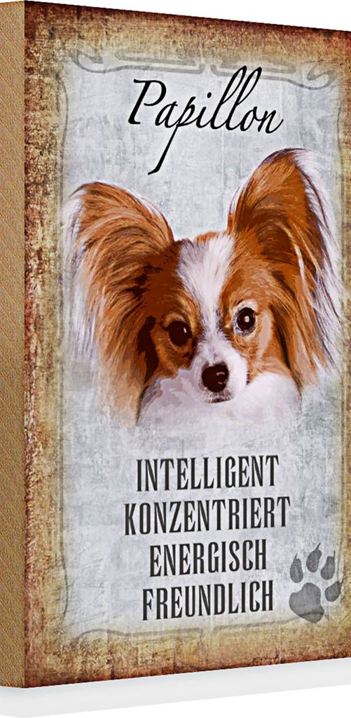 Holzschild Spruch 20x30cm Papillon Hund