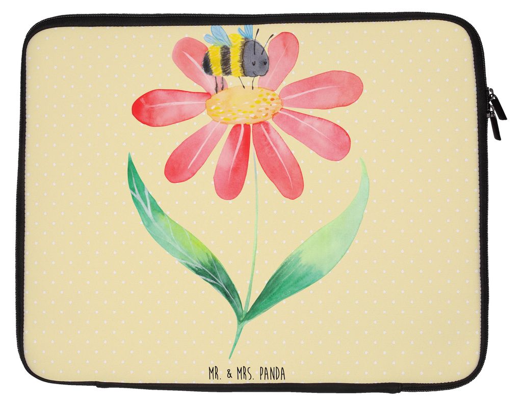 Mr. & Mrs. Panda Laptop Tasche Hummel Blume 33 x 42 cm - Gelb Pastell - Geschenk, Notebook, Lustige Sprüche, Biene, Laptophülle, Hülle, Hummeln,...