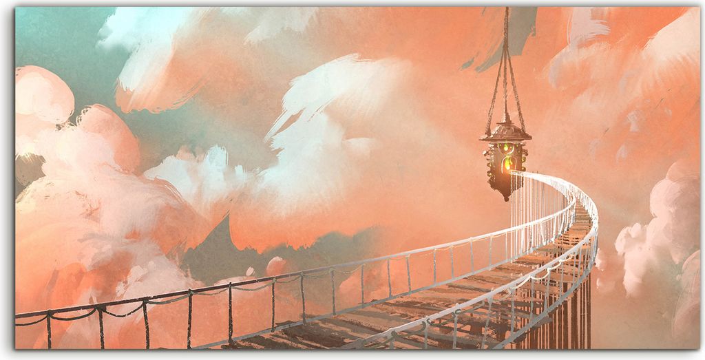 Coloray Canvas 140x70 Wandbild Leinwand Bilder Foto Bild Seilbrücke zur Hängelaterne