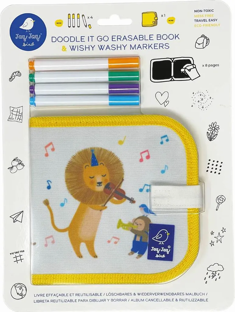 Petit album de coloriage lion avec feutres Wishy Washy zéro déchet enfant