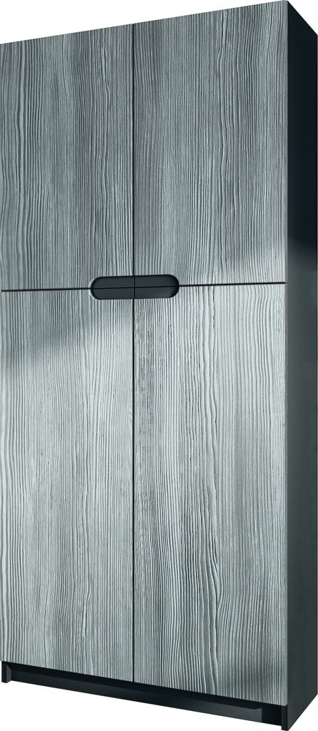 Vladon Büroschrank Logan V1, Germany, Aktenschrank mit 5 Fächern und 4 Türen, Schwarz matt/Avola-Anthrazit (82 x 185 x 37 cm)