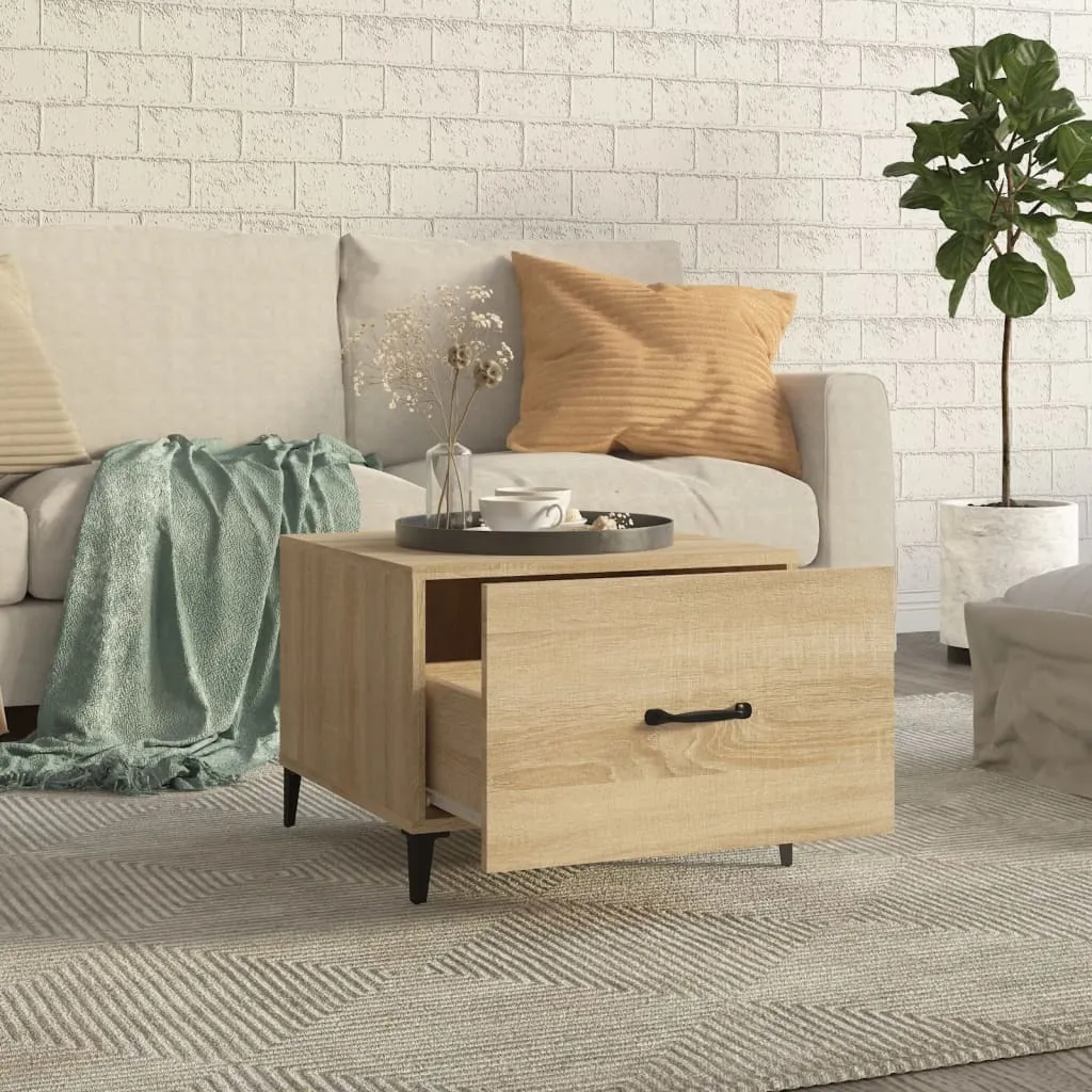 Acquista SYFAX Tavolino Basso 50x50 Rovere Sonoma e Metallo Online - 3