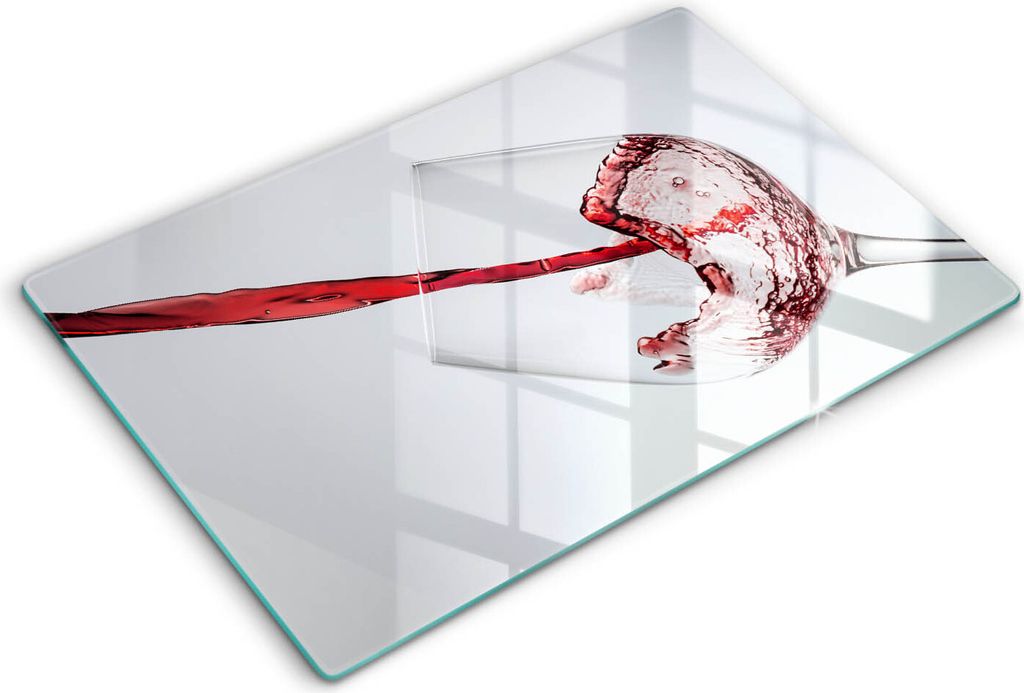 Glasschneideplatte - Herdabdeckplatte - 80x52 cm -Schneidebrett - Spritzschutz -Rotwein