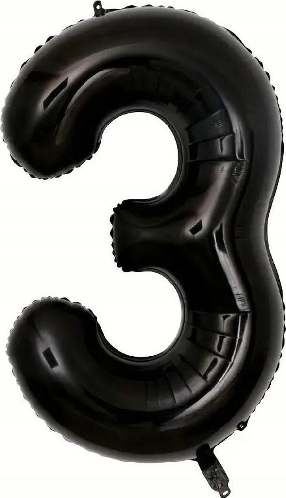 Ballon, Zifer 3, Schwarz, Folie, In Forme Der Ziffer 3, 100 Produktbild 