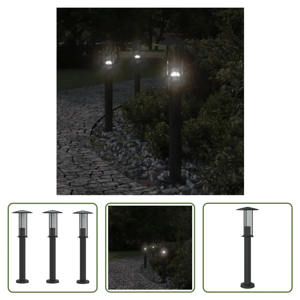 Acquista Luci da Sentiero The Living Store 60cm Acciaio Inox Nero Set 3