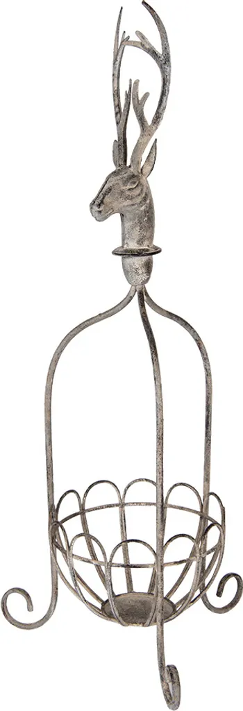 Panier Déco Cerf en Métal Gris Clayre & Eef - Structure Haute 68cm