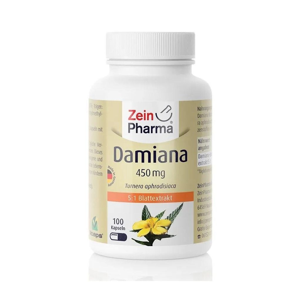 Zein Pharma - Damiana, 450mg, 100 gélules Image du produit 