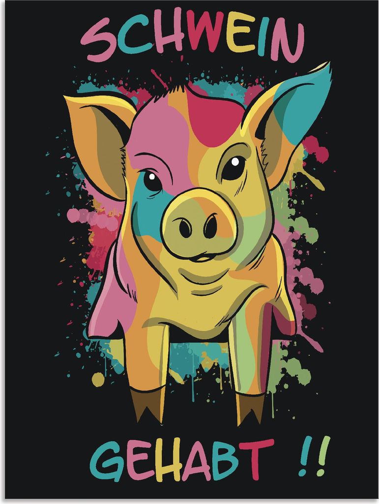 ARTland Wandbild Alu für Innen & Outdoor Schwein Gehabt Größe: 30x40 cm