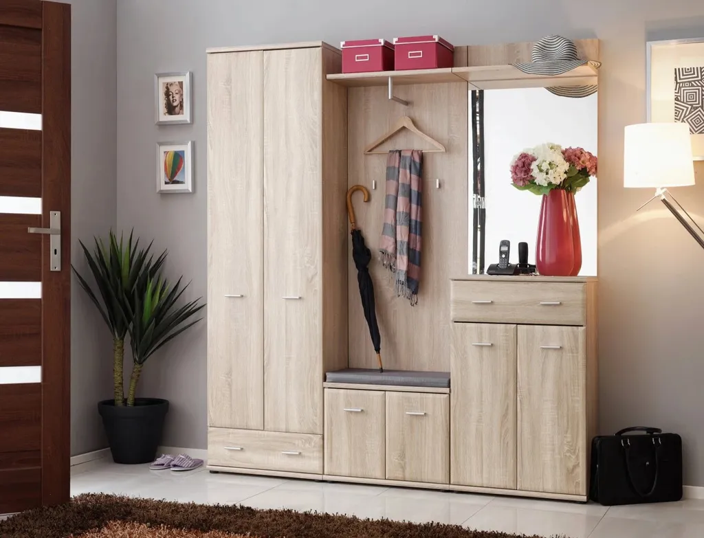 Meuble de couloir ARINA 3 aspect chêne naturel - Finition de qualité