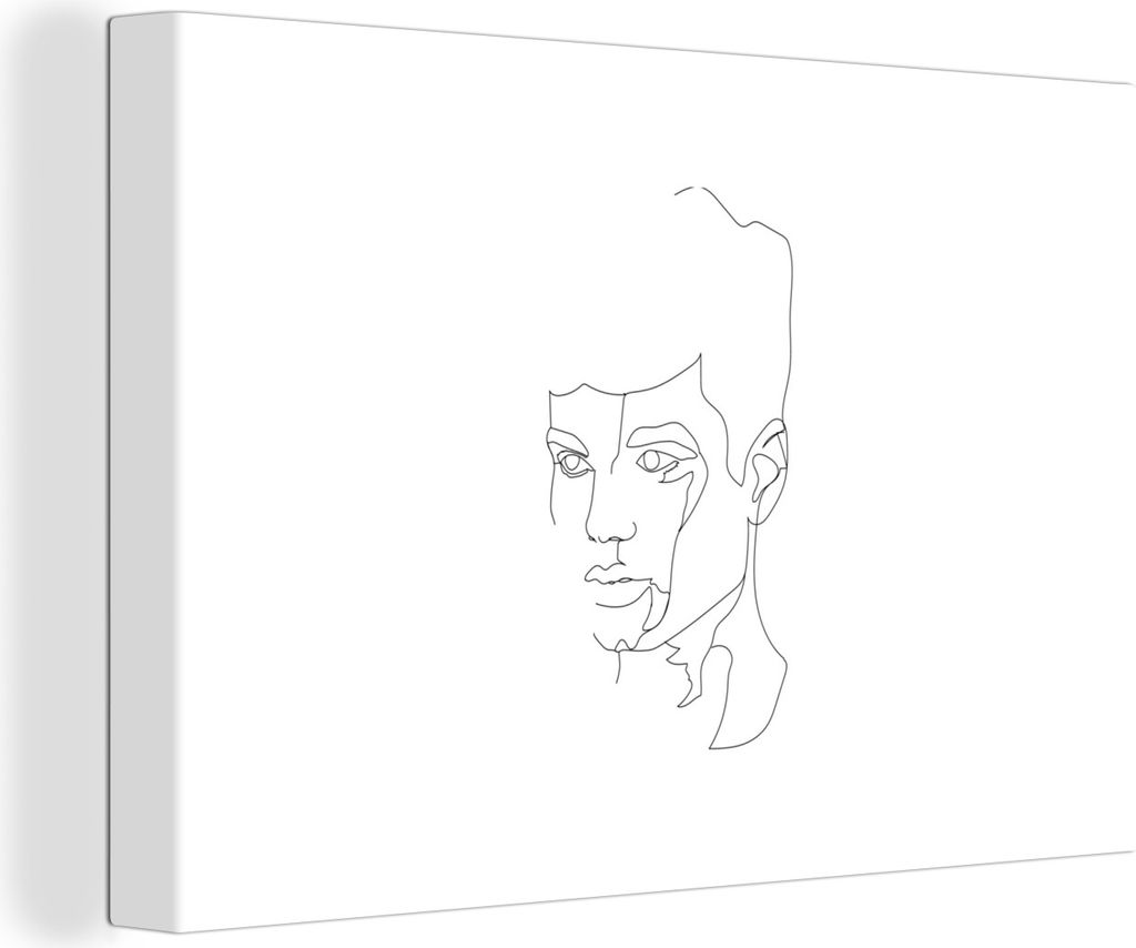 OneMillionCanvasses - Leinwandbilder - 140x90 cm, Kopf - Strichzeichnung - Mann, Wandbilder Kunstdruck Wanddekoration - Foto auf Leinwand - Gemä...