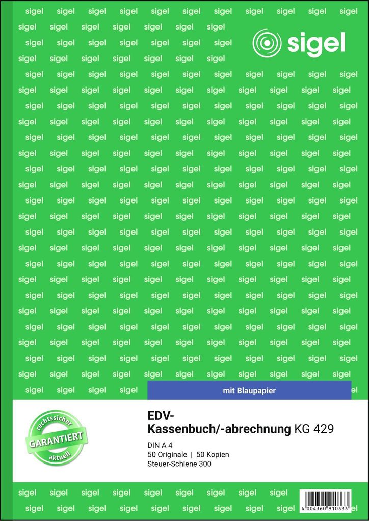SIGEL KG429 EDV-Kassenbuch, Steuerschiene 300, 1. und 2. Produktbild 