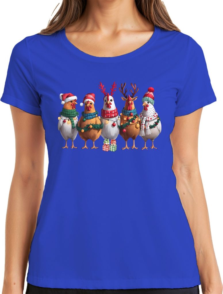 Hühner Hühnerhalter Huhn - Weihnachten Xmas Christmas Damen T-Shirt, Blau, XXL