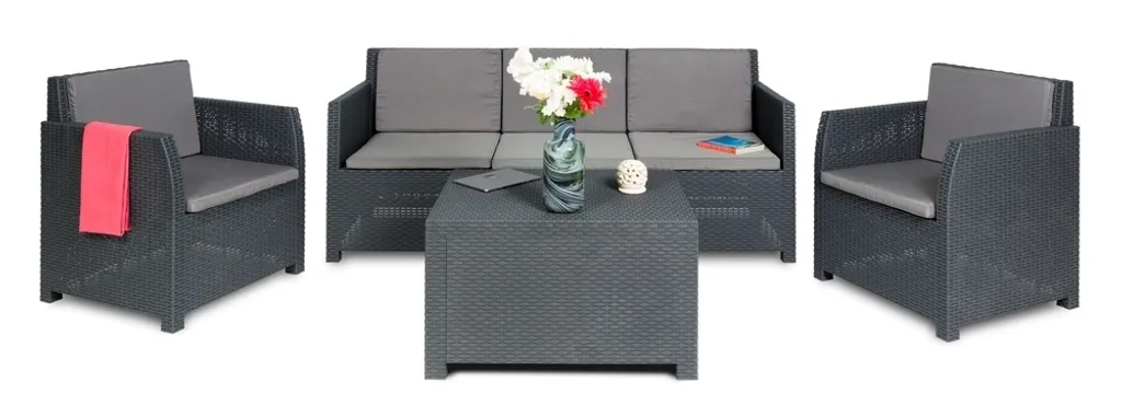 Salon de jardin DIANA 5 places résistant aux UV en plastique graphite