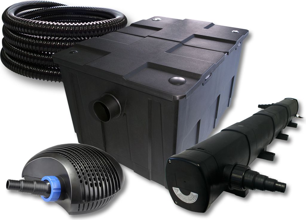 SunSun Komplettset: CBF-550 Teichfilter bis 60000 L Teichfilteranlage als Durchlauffilter, CTF-6000 SuperECO Teichpumpe 6000l/h 40W, CUV-272 Teichk...