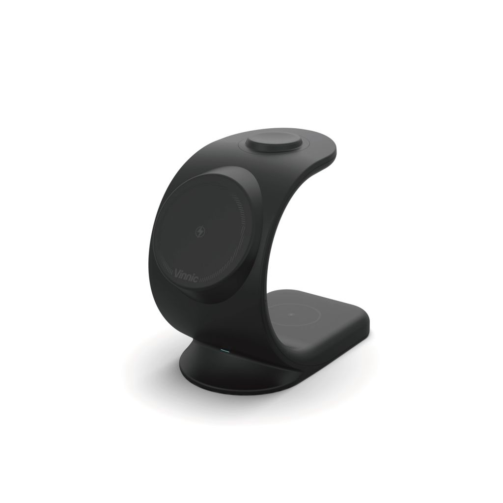 Vinnic CHOMO 3-in-1 Ladestation für Apple iPhone, AirPods und Apple Watch - Schwarz, Magnetisches Kabelloses Ladegerät (VP-PD-31WCCBK)