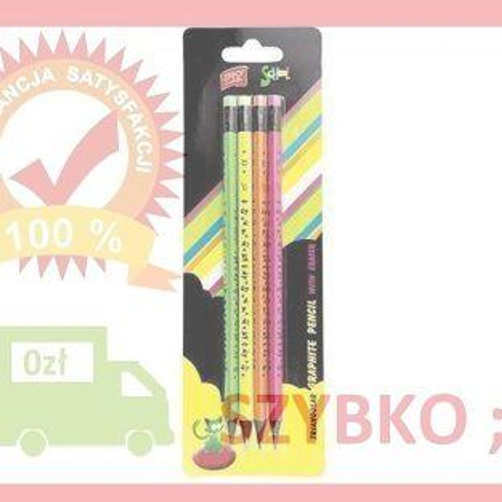 Ołówek z gumką Fluo 4 sztuki EASY Produktbild 