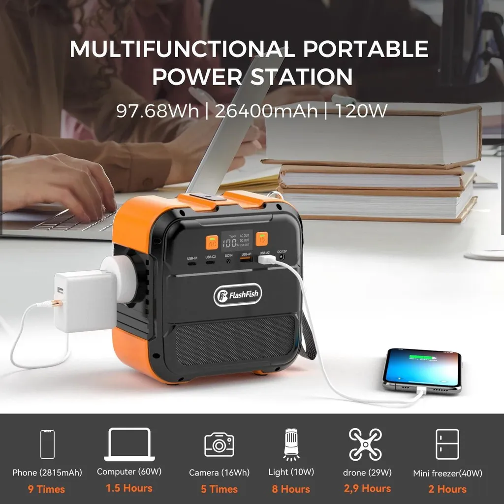Station d'énergie portable pour camping et télétravail A101 26400mAh - 2