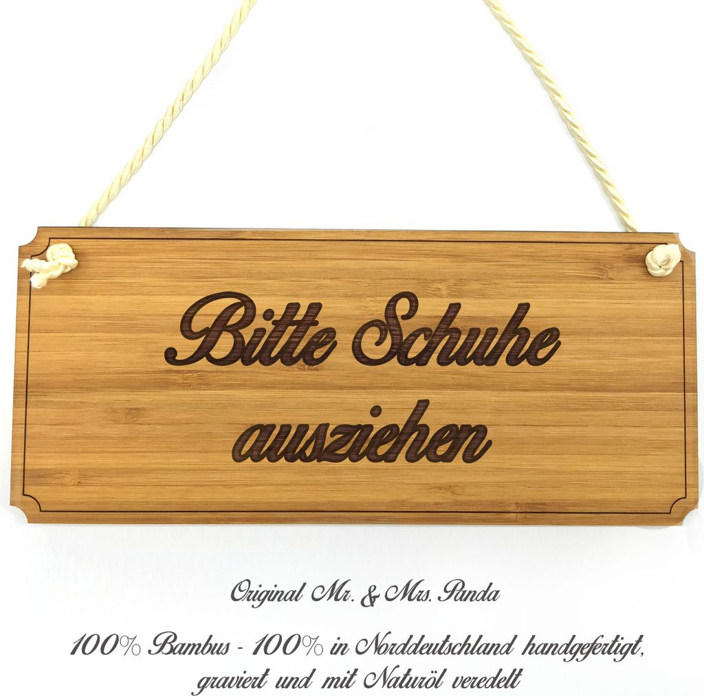 Mr. & Mrs. Panda Wegweiser Bitte Schuhe ausziehen - Geschenk, Schild, Geschenkidee, Graviert, Holzschild, Shabby, Firmenschild, Werbeschild, Landha...