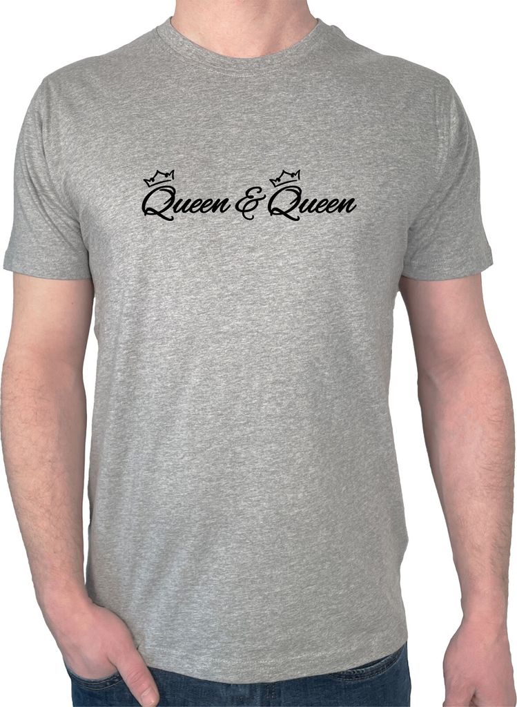 Huuraa Herren T-Shirt Queen & Queen Krone L Sport Grey Bio Baumwolle Fairtrade Herrenshirt Geschenkidee