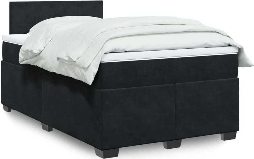 (NEU 2026) Boxspringbett mit Matratze, Doppelbett moderne, Schwarz 120x200 cm - Samt - Klassische Betten - 80.73 kg