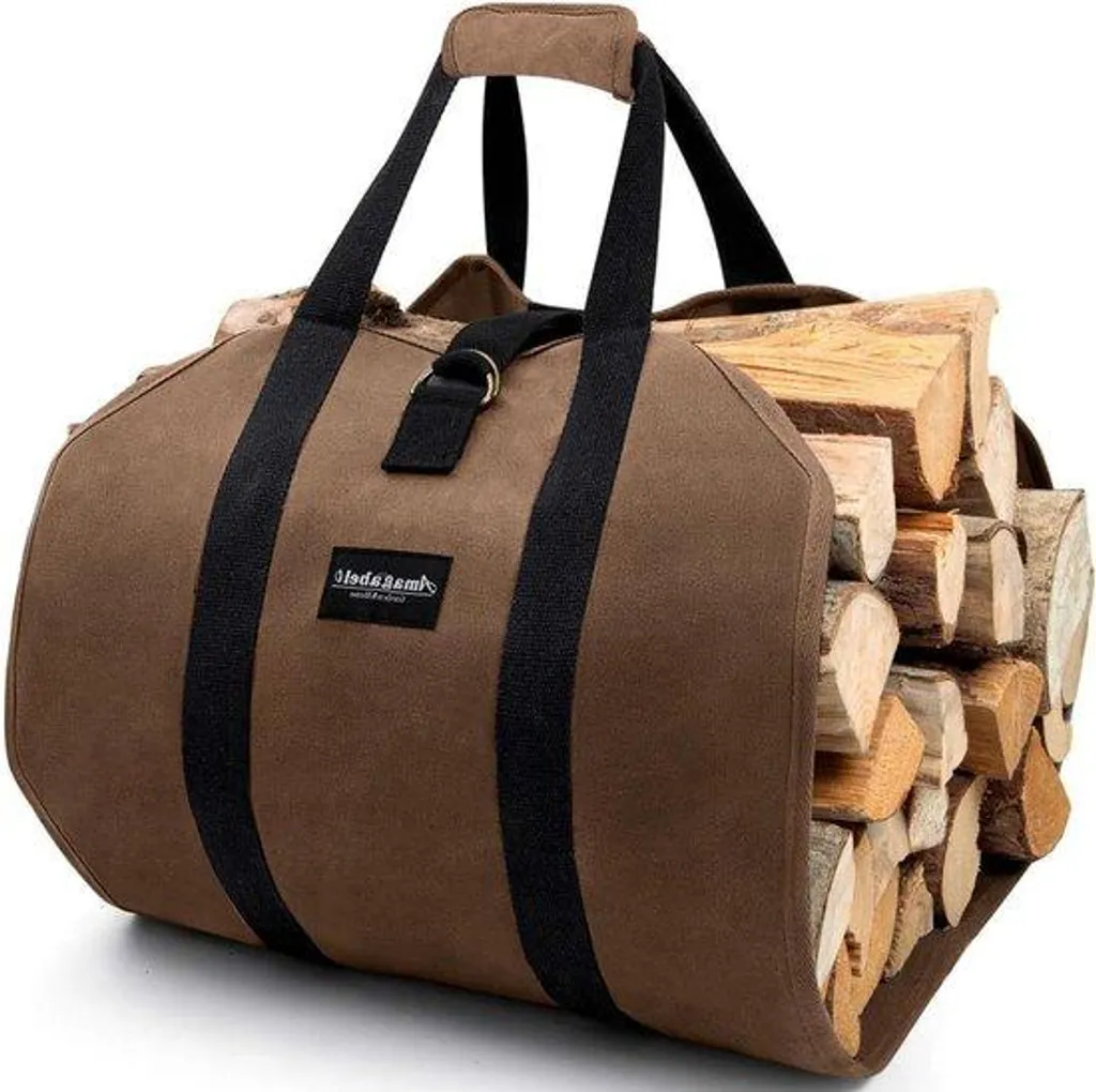 Porte-bûches pliable en toile et bois de jardin imperméable 99x45,7 cm