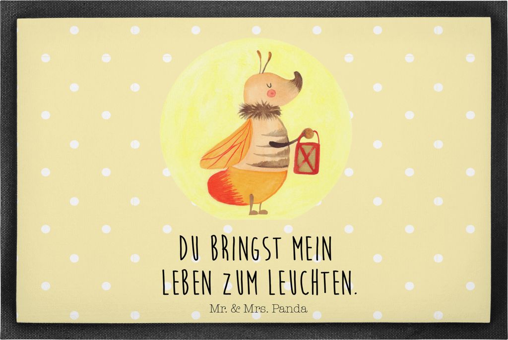 Mr. & Mrs. Panda Schuhabstreifer Glühwürmchen 40 x 60 cm - Gelb Pastell - Geschenk, Leuchten, Outdoor-Matte, Bodenvorleger, Schmutzfänger, Heira...