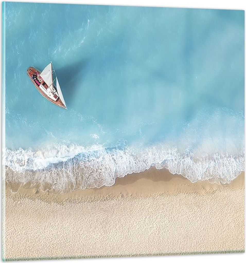 Bilder auf glas - Einteilig - Yacht Sommer Meer - 70x70cm - Glasbilder - Wandbilder - Bilder - zum Aufhängen bereit - Wanddekoration aus Glas - Gl...