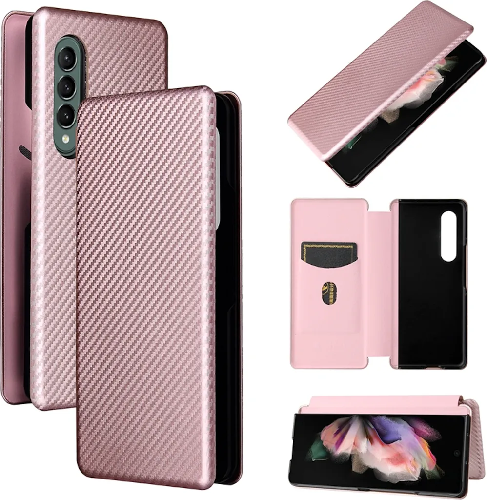 Cover Galaxy Z Fold 4 Fibra di Carbonio e Pelle - Custodia Antiurto 5G