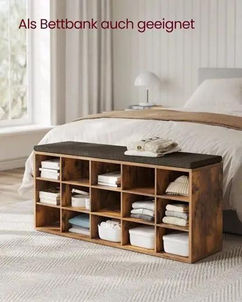 Schuhaufbewahrung - Schuhregal / Schuh-Organizer - 15 Fächer - 105x30x48 cm - Braun