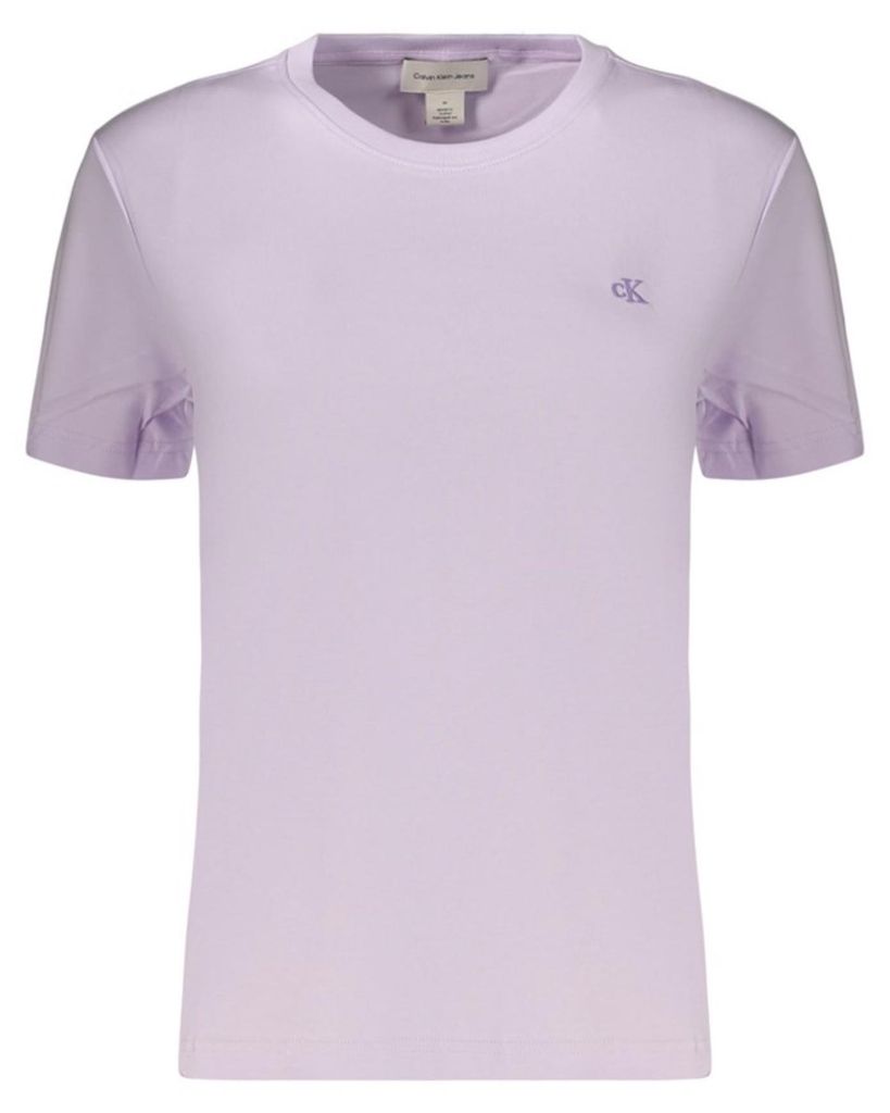 Violettes Damen T-Shirt mit Logo-Stickerei und Rundhalsausschnitt